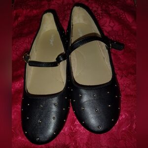 Cat & Jack Size 5 - Jo Slip On  Flats Black Buckled Strap Round Toe